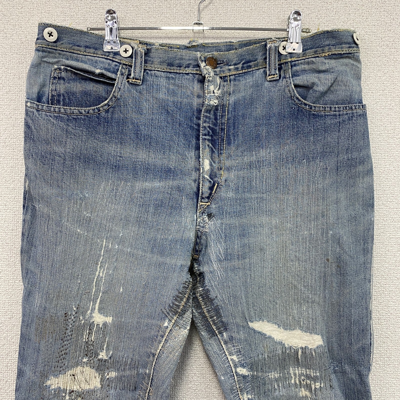 ELJOHN　エルジョン　ダメージデニムパンツ/ジーンズ　縦落ち　フェード　ジップフライ　インディゴ
