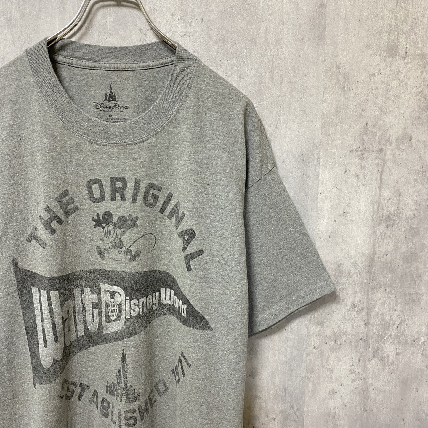 古着 used　Disney　ディズニー　Mickey Mouse　ミッキー　半袖プリントTシャツ　グレー　レトロ　オーバーサイズ