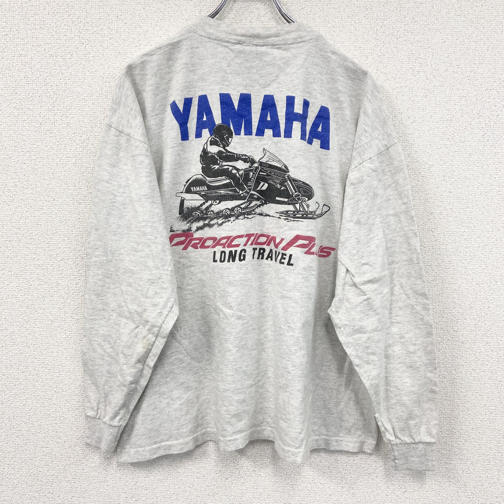 90s～　HARDWEAR　YAMAHA　ヤマハ　長袖Tシャツ/ロンT　企業ロゴ　ヴィンテージ　灰色　グレー　XLサイズ