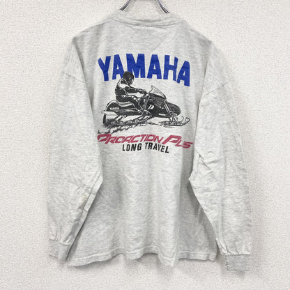 90s～　HARDWEAR　YAMAHA　ヤマハ　長袖Tシャツ/ロンT　企業ロゴ　ヴィンテージ　灰色　グレー　XLサイズ