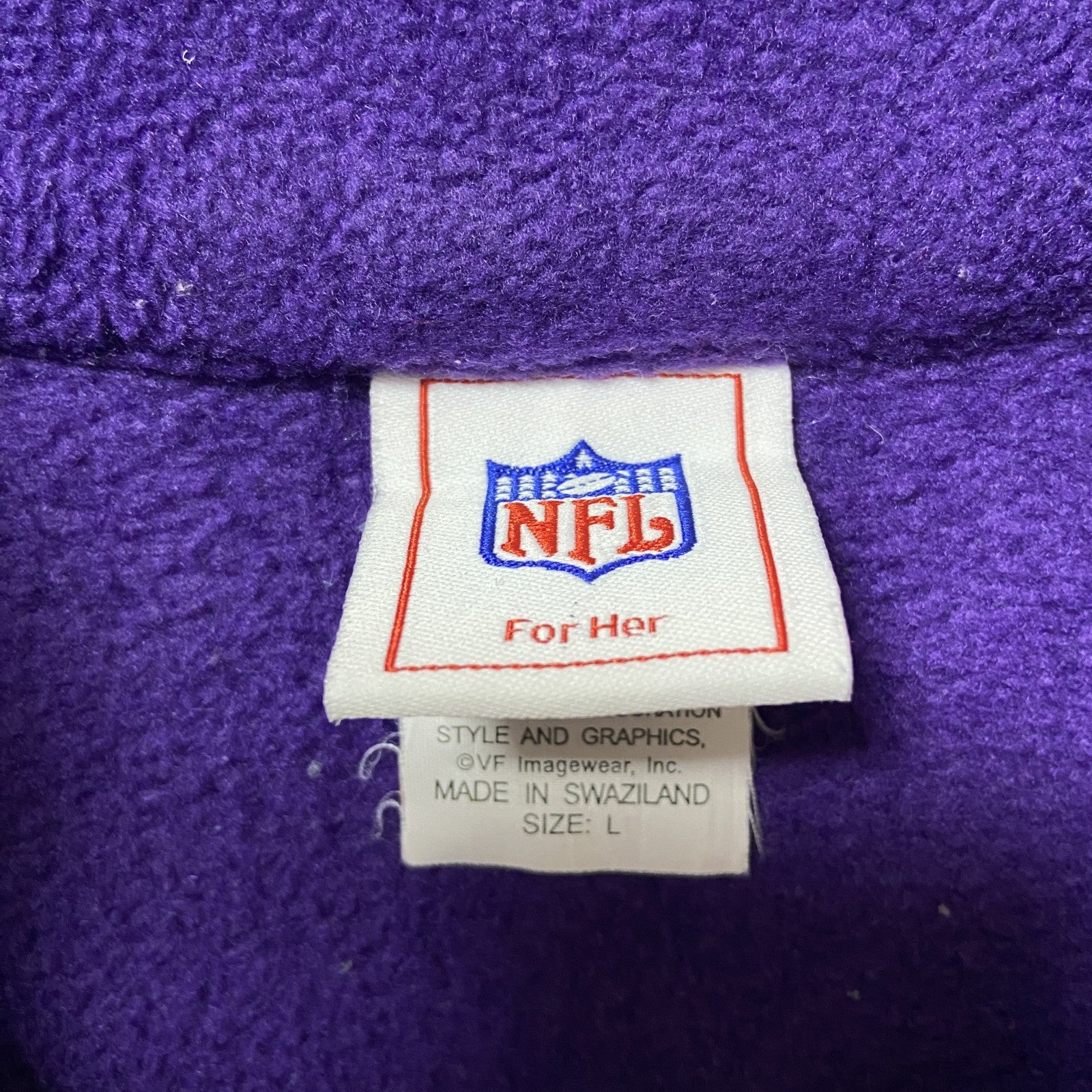 古着 used　NFL RAVENS　レイブンズ　長袖ハーフジップフリースジャケット　ワンポイント刺繡　アメフト　紫　Lサイズ