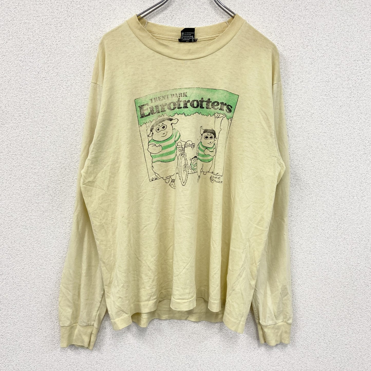 80s　SCREEN STARS BEST　長袖Tシャツ/ロンT　シングルステッチ　ヴィンテージ　黄色　イエロー　XLサイズ
