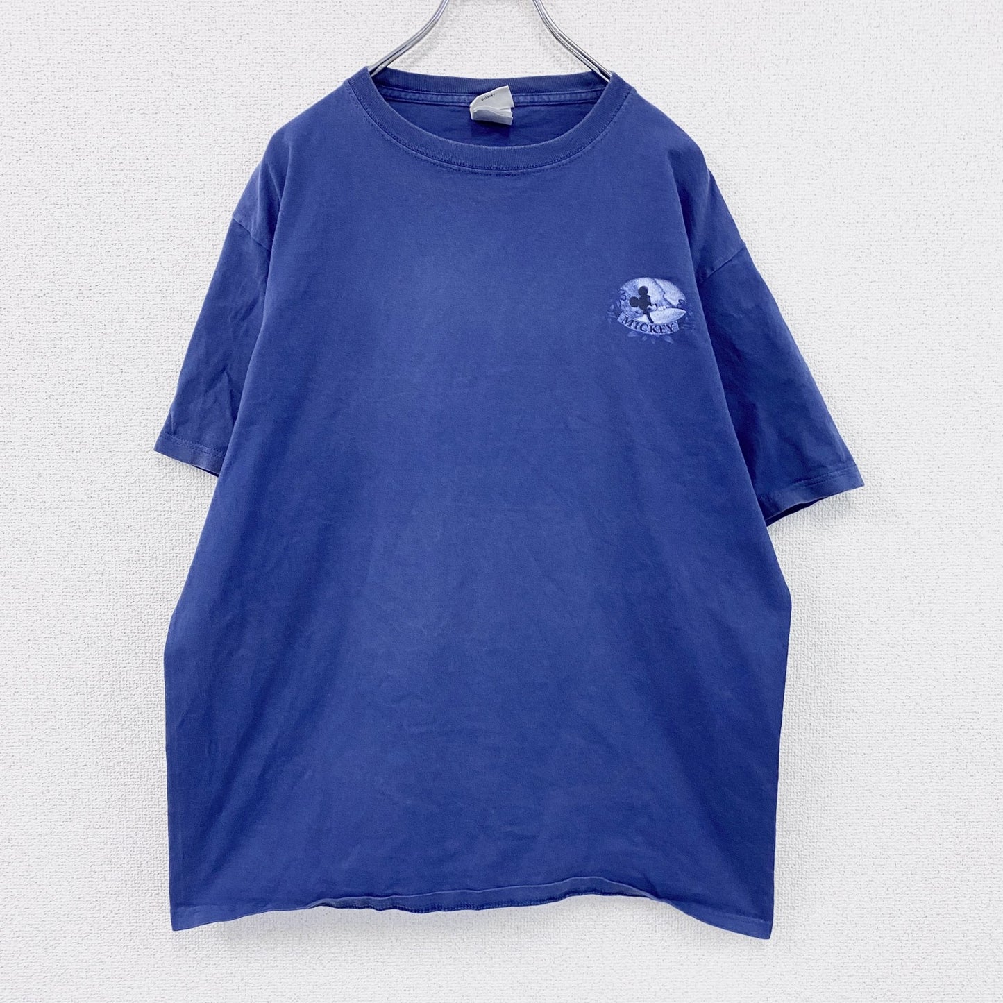 90s～　Disney　ディズニー　Mickey　ミッキー　半袖プリントTシャツ　ネイビー　Lサイズ　