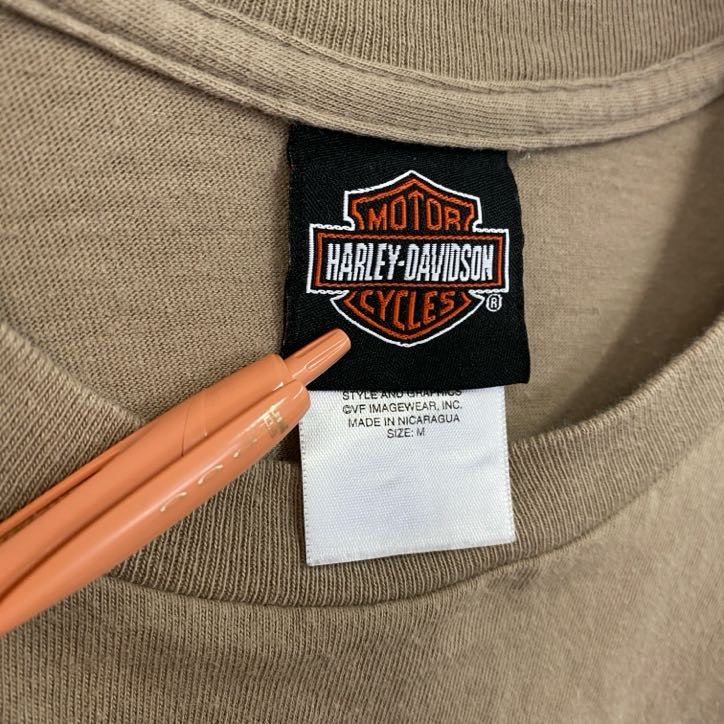 HARLEY DAVIDSON　ハーレーダビッドソン　半袖プリントTシャツ　茶色　ブラウン　Mサイズ