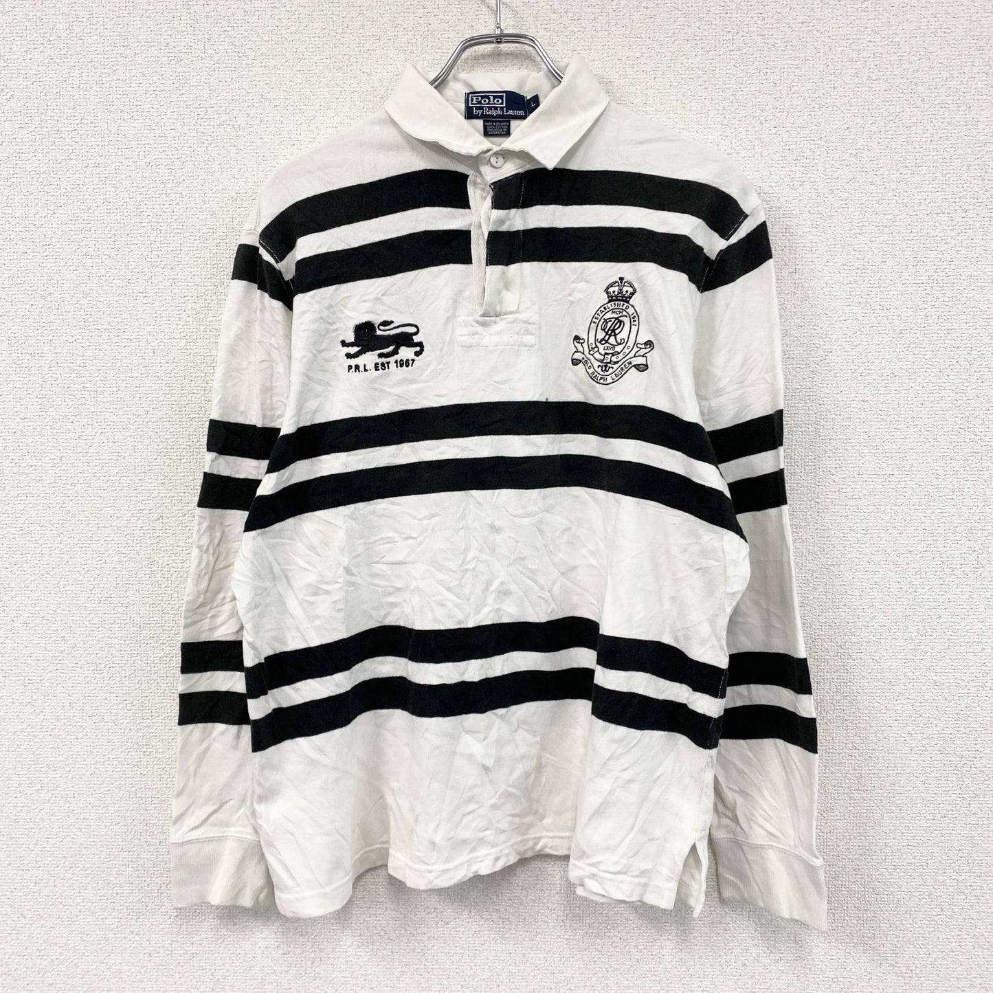 Polo by Ralph Lauren　ポロバイラルフローレン　ラガーシャツ　白　ホワイト　黒　ブラック　Lサイズ