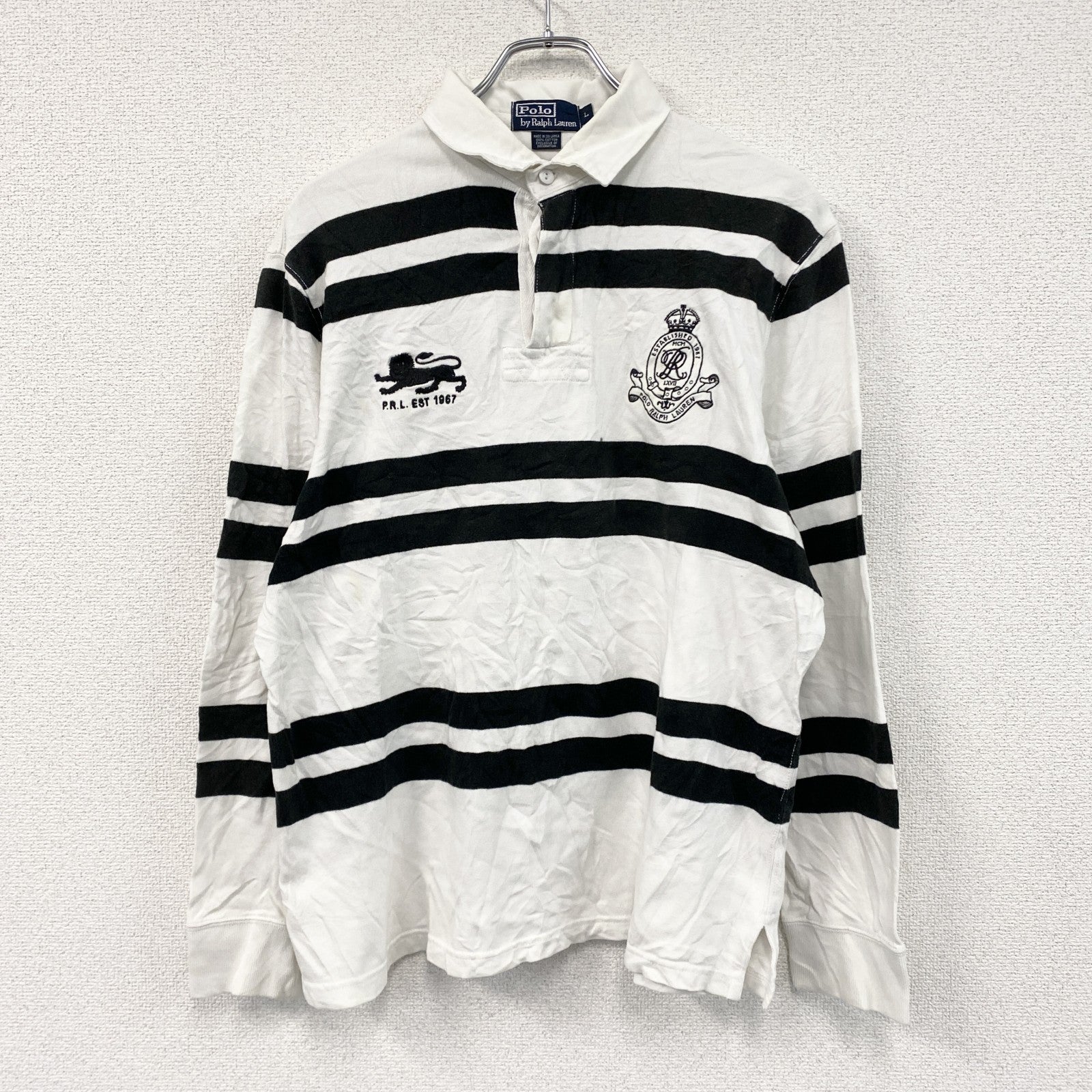 Polo by Ralph Lauren　ポロバイラルフローレン　ラガーシャツ　白　ホワイト　黒　ブラック　Lサイズ