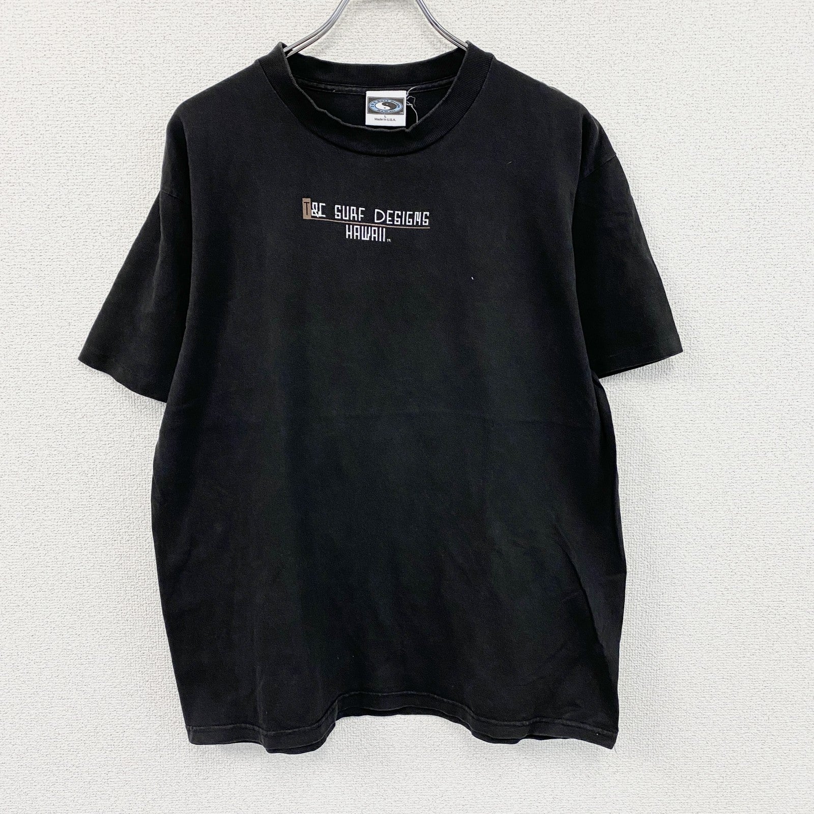 90s～　T＆C Surf Designs　タウン＆カントリー　半袖プリントTシャツ　黒　ブラック　Lサイズ