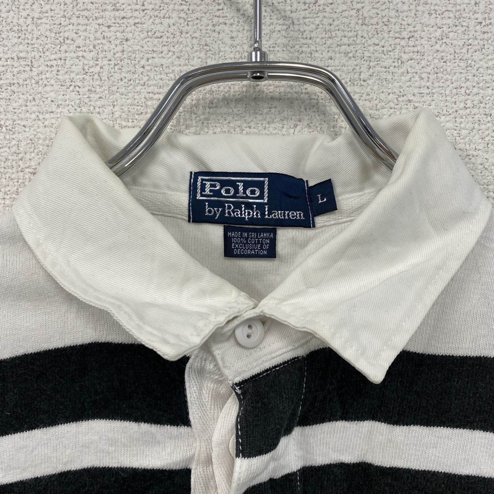 Polo by Ralph Lauren　ポロバイラルフローレン　ラガーシャツ　白　ホワイト　黒　ブラック　Lサイズ