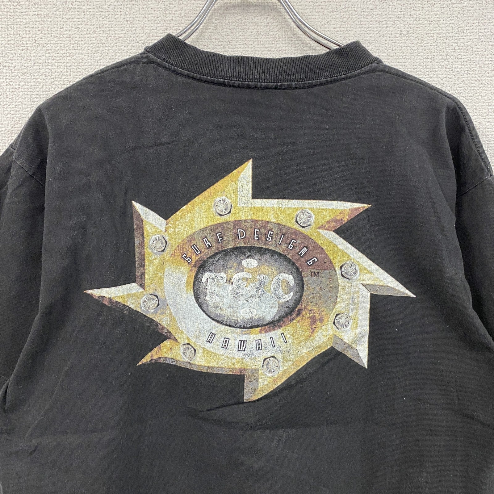 90s～　T＆C Surf Designs　タウン＆カントリー　半袖プリントTシャツ　黒　ブラック　Lサイズ