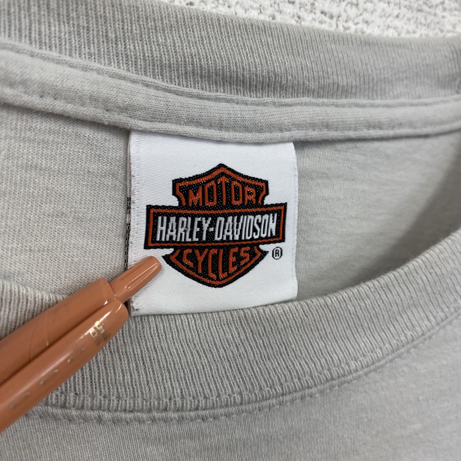 HARLEY DAVIDSON　ハーレーダビッドソン　半袖プリントTシャツ　灰色　ライトグレー　XLサイズ