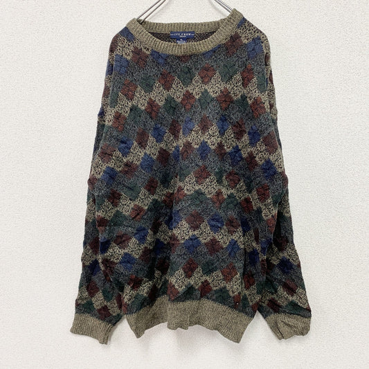 ～00s　IVY CREW　アクリルニットセーター　ヴィンテージ　総柄　マルチカラー　XLサイズ