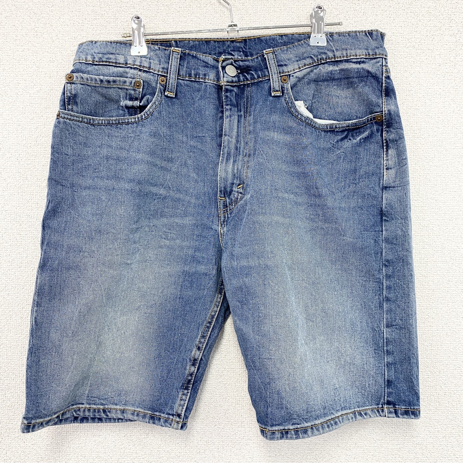 Levi’s　リーバイス　505　デニムハーフパンツ/ジーンズ　縦落ち　フェード　ジップフライ　インディゴ　W34サイズ