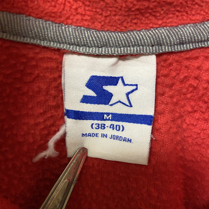 古着 used　STARTER スターター　長袖フリースジャケット　ラグラン袖　ハーフジップ　スポーティー　赤　Mサイズ