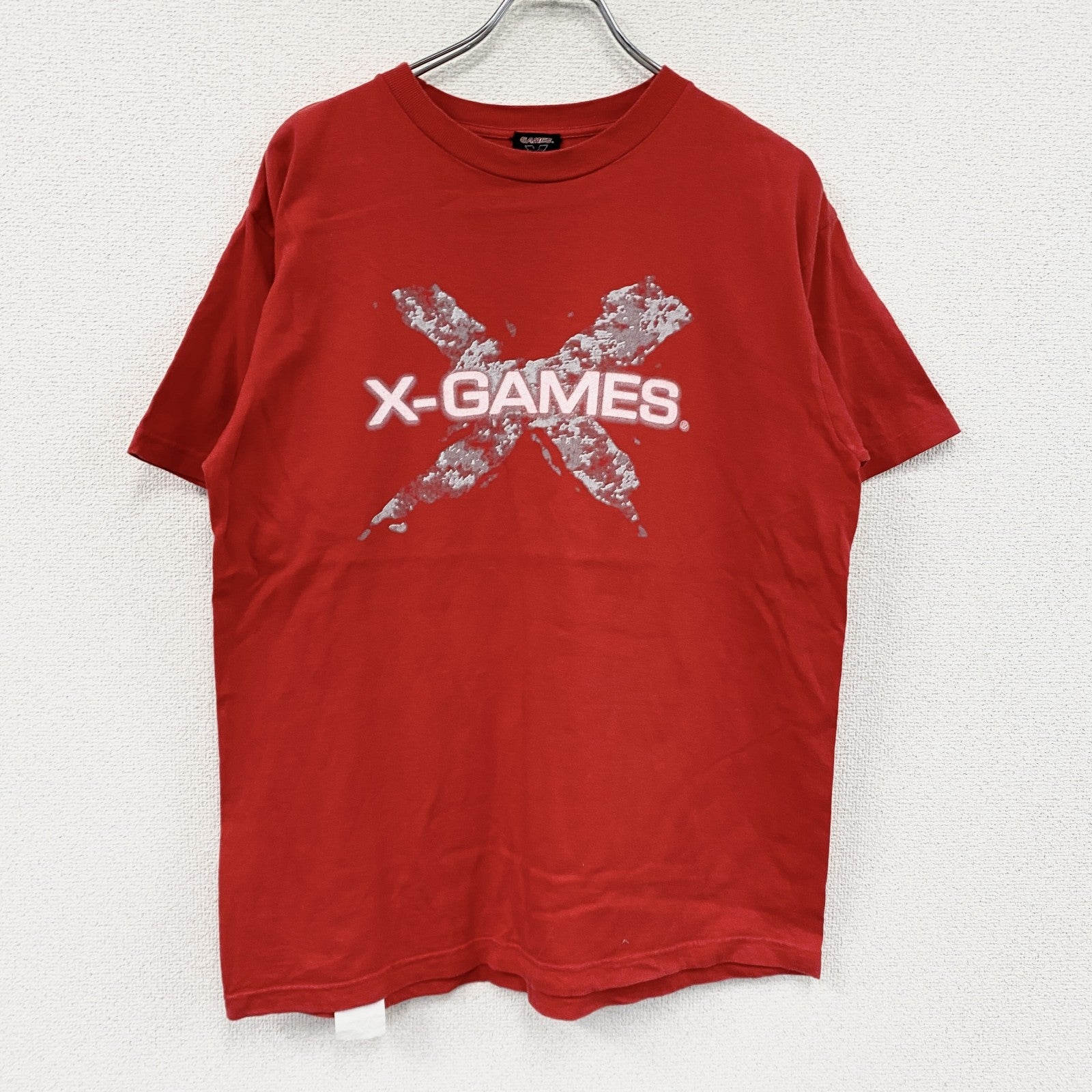 X-GAMES　エックスゲームズ　半袖プリントTシャツ　デカロゴ　赤　レッド　Mサイズ
