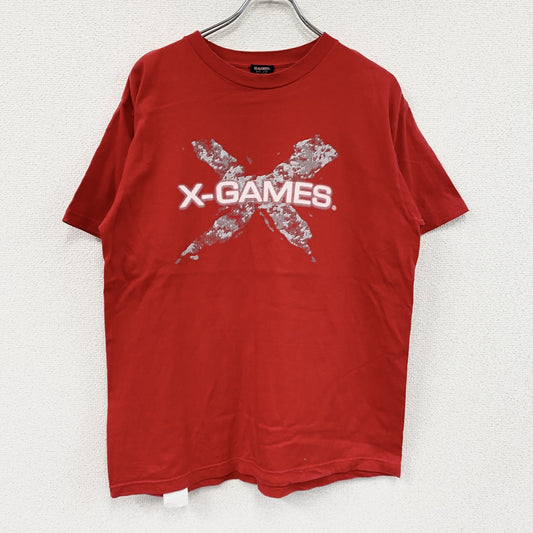 X-GAMES　エックスゲームズ　半袖プリントTシャツ　デカロゴ　赤　レッド　Mサイズ