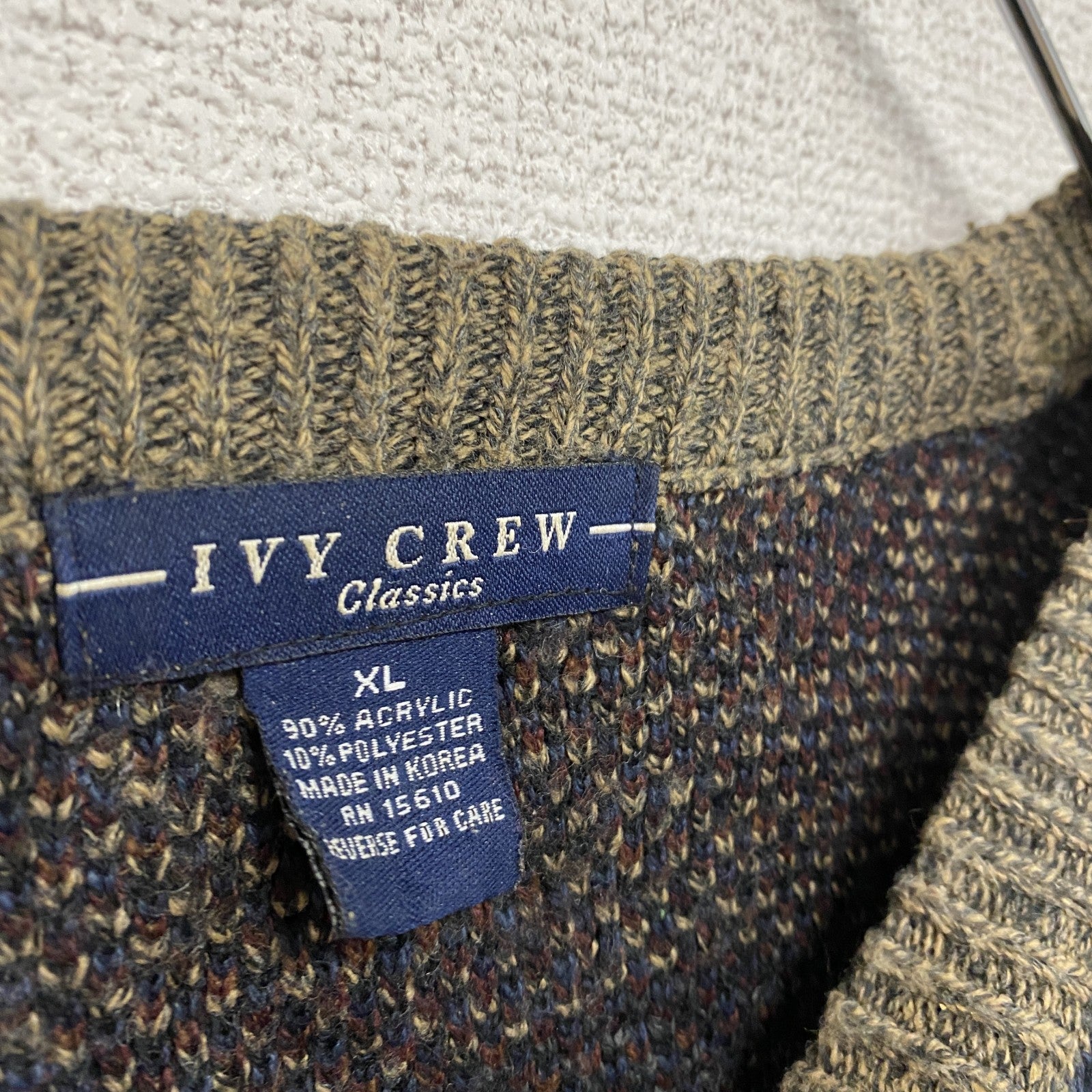 ～00s　IVY CREW　アクリルニットセーター　ヴィンテージ　総柄　マルチカラー　XLサイズ