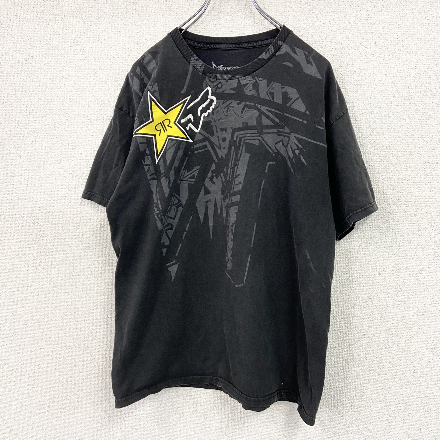 ROCK STAR　ロックスター　FOX RACING　フォックスレーシング　半袖プリントTシャツ　黒　ブラック　Lサイズ