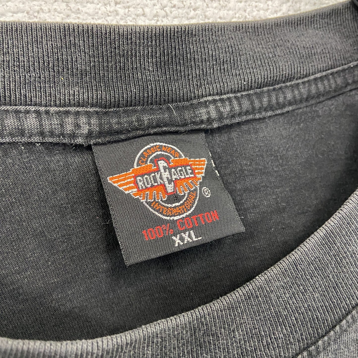 90s～　ROCK EAGLE　ロックイーグル　半袖Tシャツ　シングルステッチ　ヴィンテージ　黒　ブラック　2XLサイズ