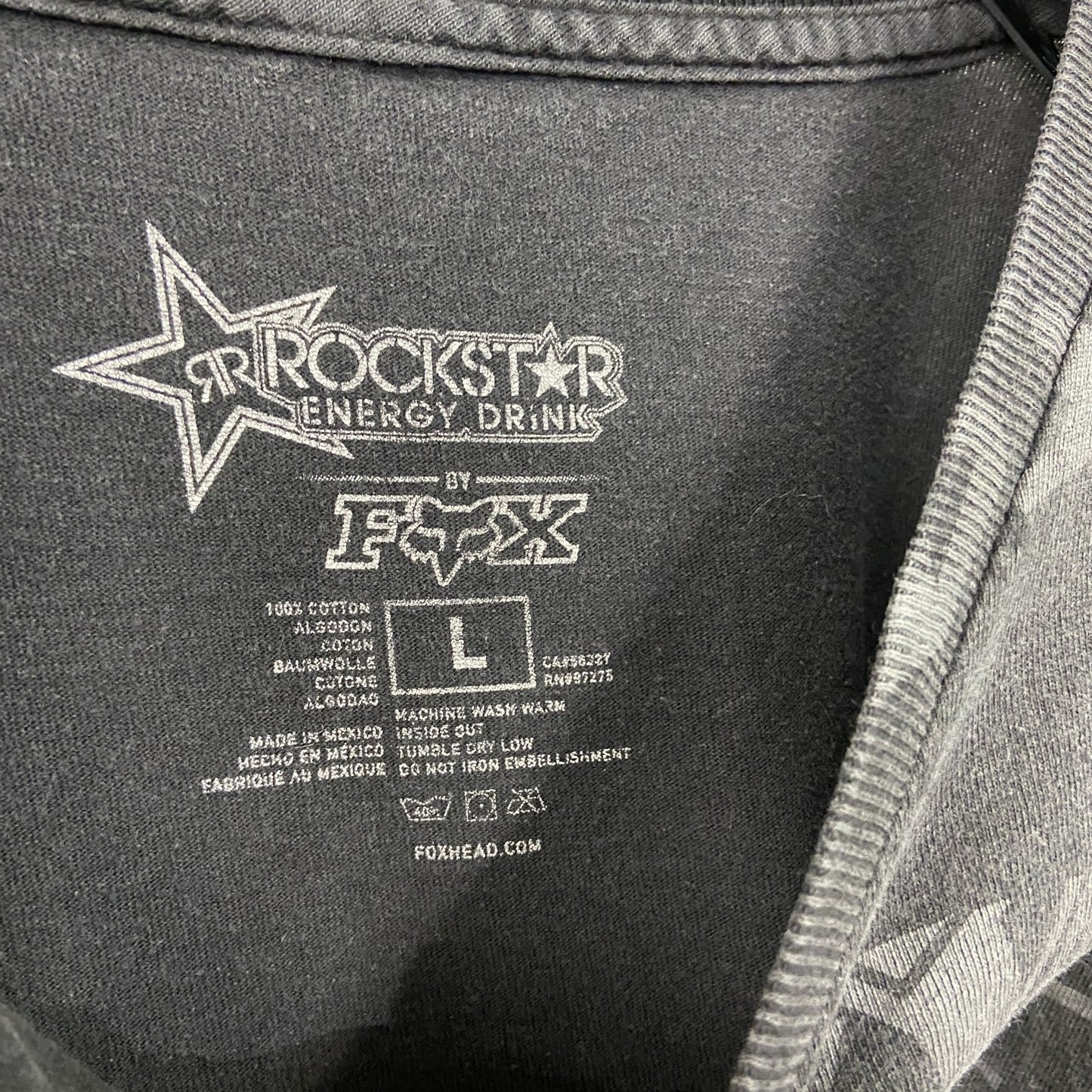 ROCK STAR　ロックスター　FOX RACING　フォックスレーシング　半袖プリントTシャツ　黒　ブラック　Lサイズ