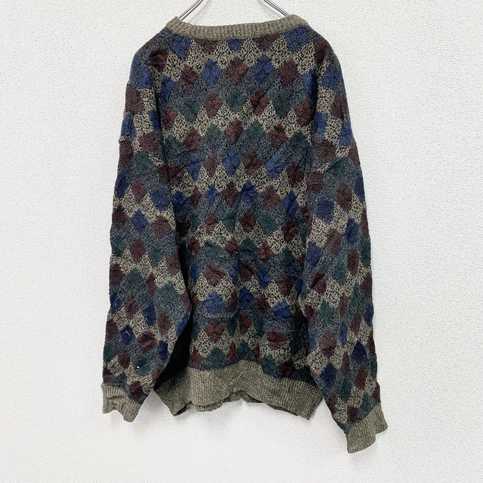 ～00s　IVY CREW　アクリルニットセーター　ヴィンテージ　総柄　マルチカラー　XLサイズ