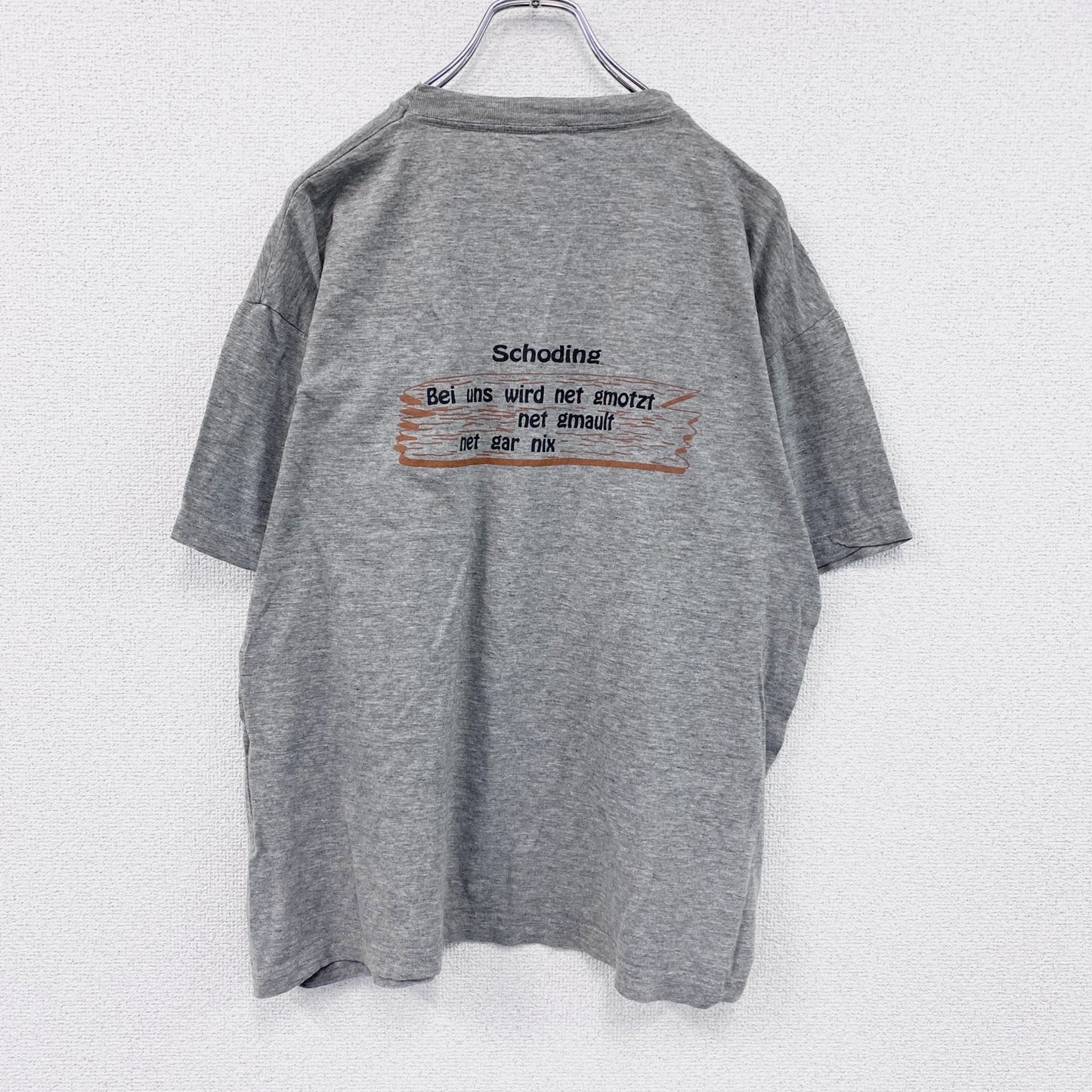 90s　半袖プリントTシャツ　目覚まし時計　キャラクター　ヴィンテージ　灰色　グレー