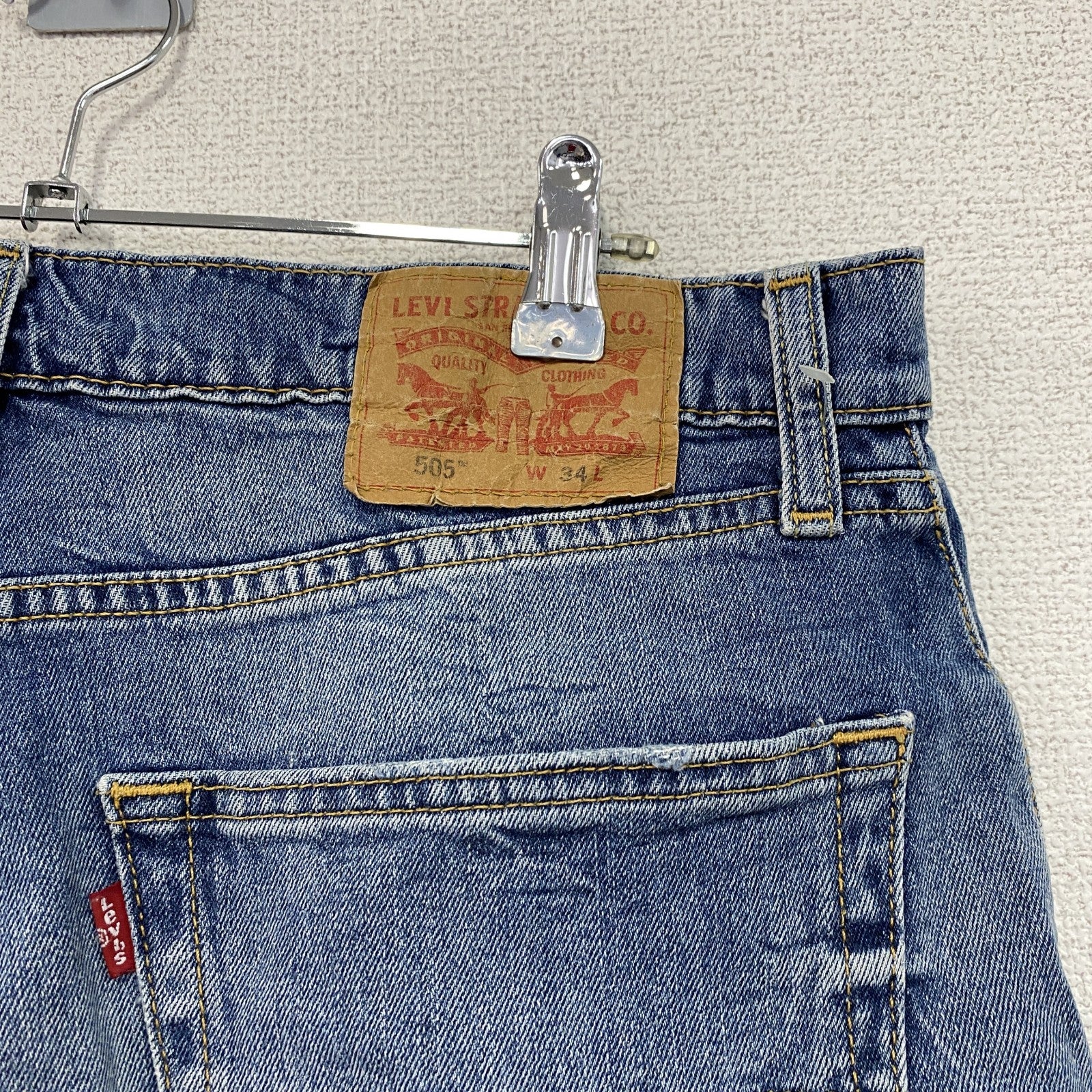 Levi’s　リーバイス　505　デニムハーフパンツ/ジーンズ　縦落ち　フェード　ジップフライ　インディゴ　W34サイズ