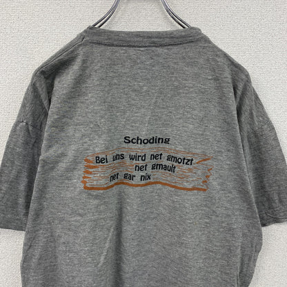 90s　半袖プリントTシャツ　目覚まし時計　キャラクター　ヴィンテージ　灰色　グレー