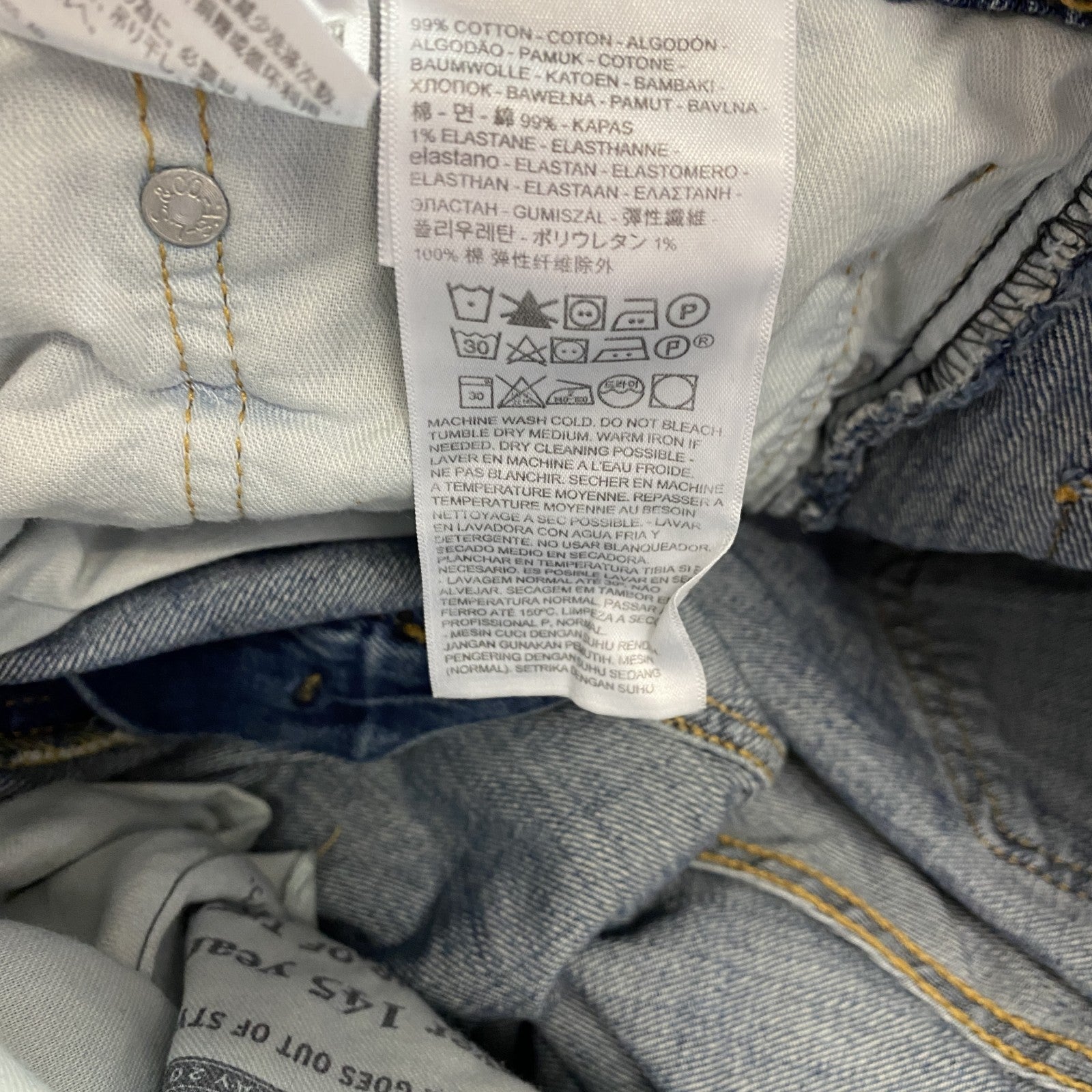Levi’s　リーバイス　505　デニムハーフパンツ/ジーンズ　縦落ち　フェード　ジップフライ　インディゴ　W34サイズ
