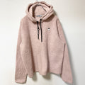 古着 used　FILA　フィラ　長袖ボアフリースパーカー　フーディ　ワンポイントロゴ　レトロデザイン　ピンク　XXLサイズ