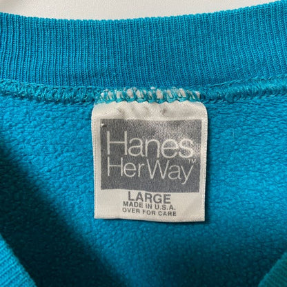 80s～　Hanes　ヘインズ　ラグランスリーブスウェット/トレーナー　ヴィンテージ　ブルー　Lサイズ