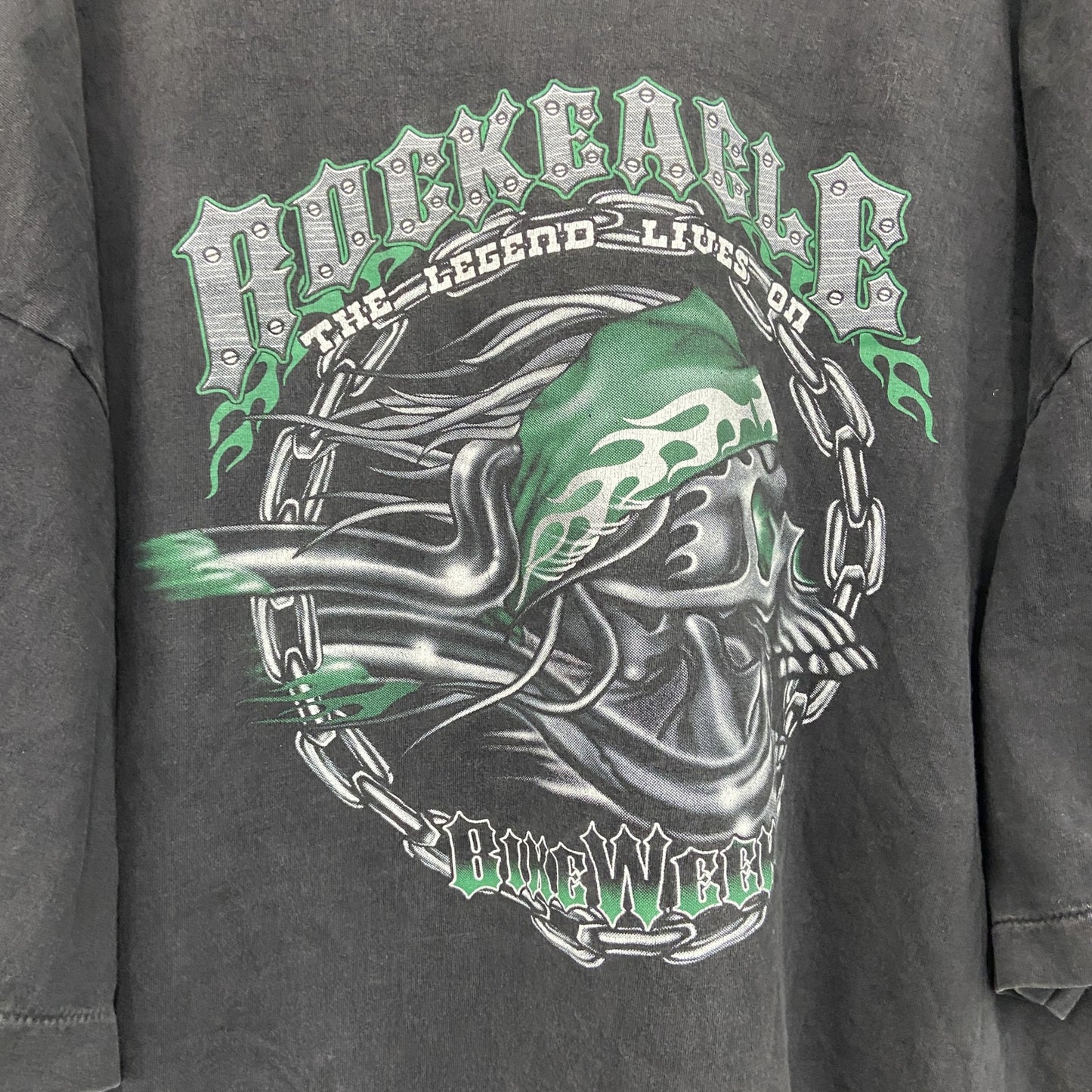 90s～　ROCK EAGLE　ロックイーグル　半袖Tシャツ　シングルステッチ　ヴィンテージ　黒　ブラック　2XLサイズ