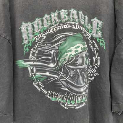 90s～　ROCK EAGLE　ロックイーグル　半袖Tシャツ　シングルステッチ　ヴィンテージ　黒　ブラック　2XLサイズ