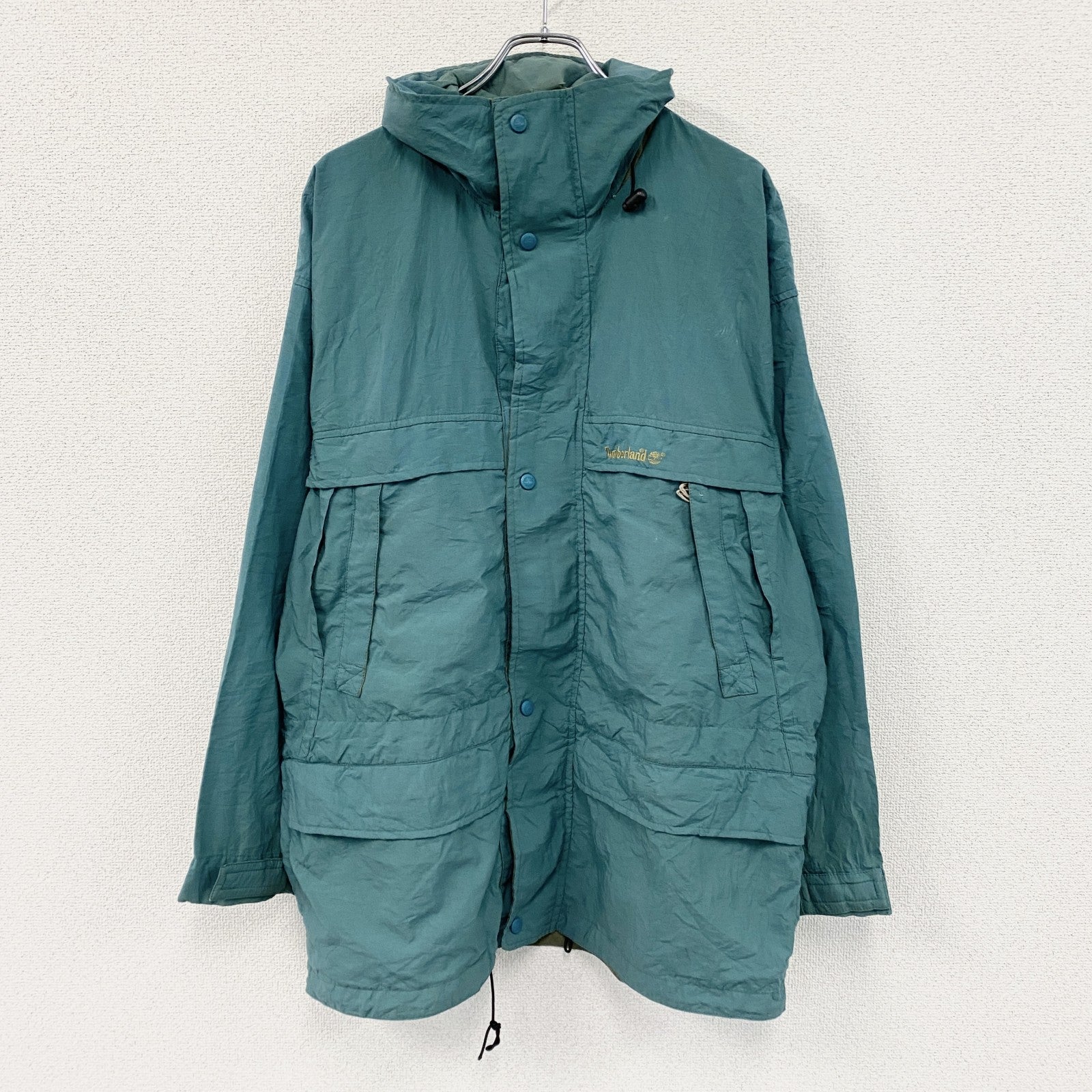 Timberland　ティンバーランド　マウンテンパーカー　フライフロント　ブルーグリーン　Lサイズ　