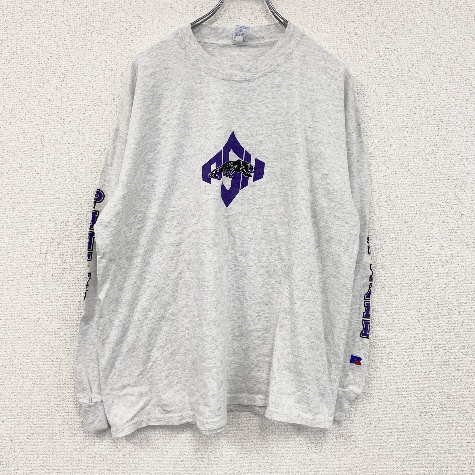 ～00s　RUSSELL　ラッセル　NFL　PANTHERS　パンサーズ　長袖Tシャツ/ロンT　ヴィンテージ　灰色　グレー　XLサイズ