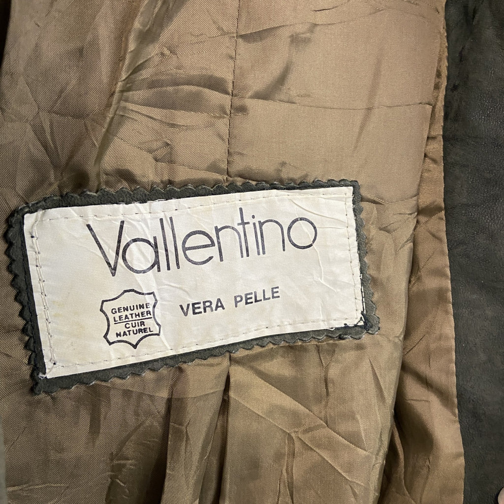 古着 used　Vallentino　レザーテーラードジャケット　緑　グリーン　60サイズ