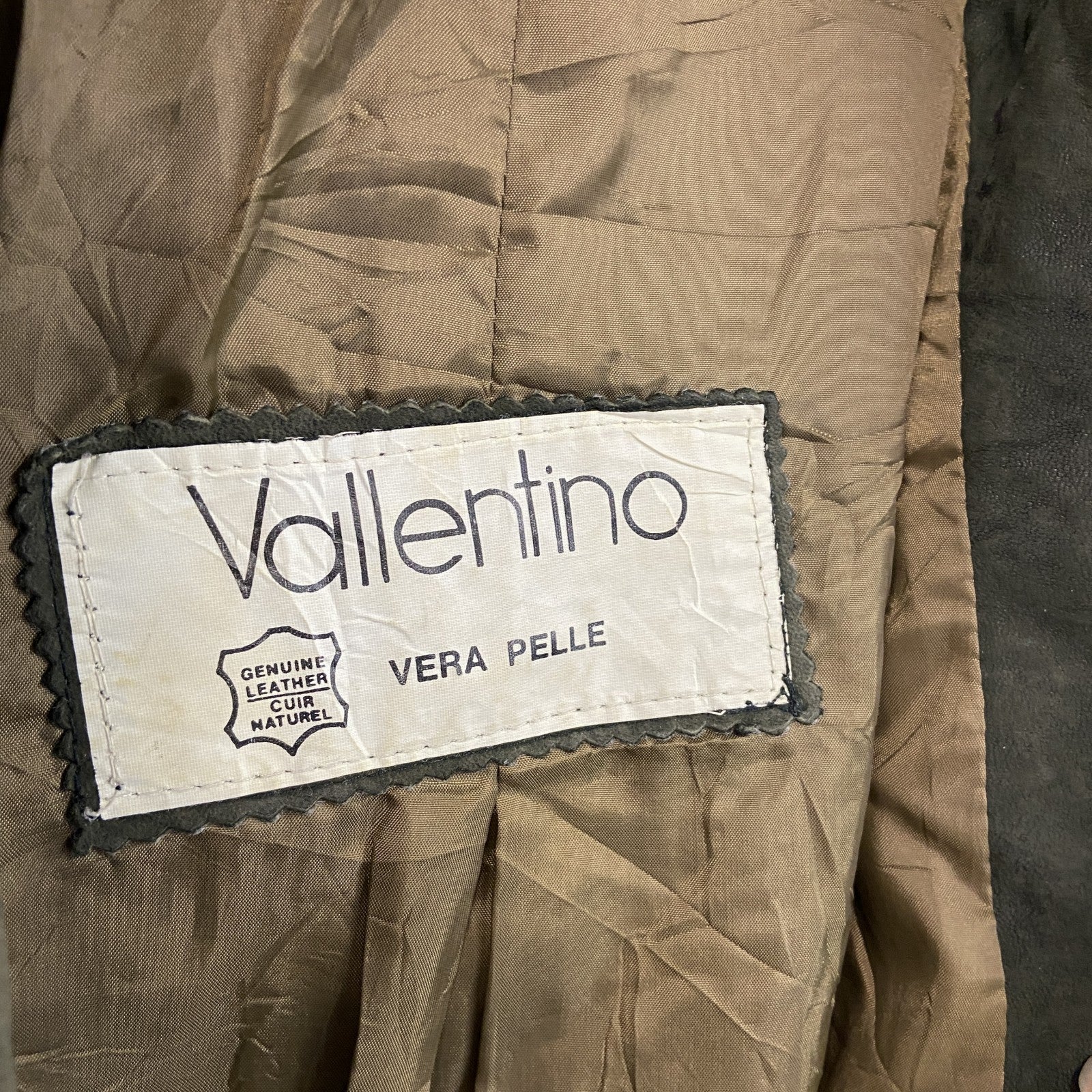 古着 used　Vallentino　レザーテーラードジャケット　緑　グリーン　60サイズ