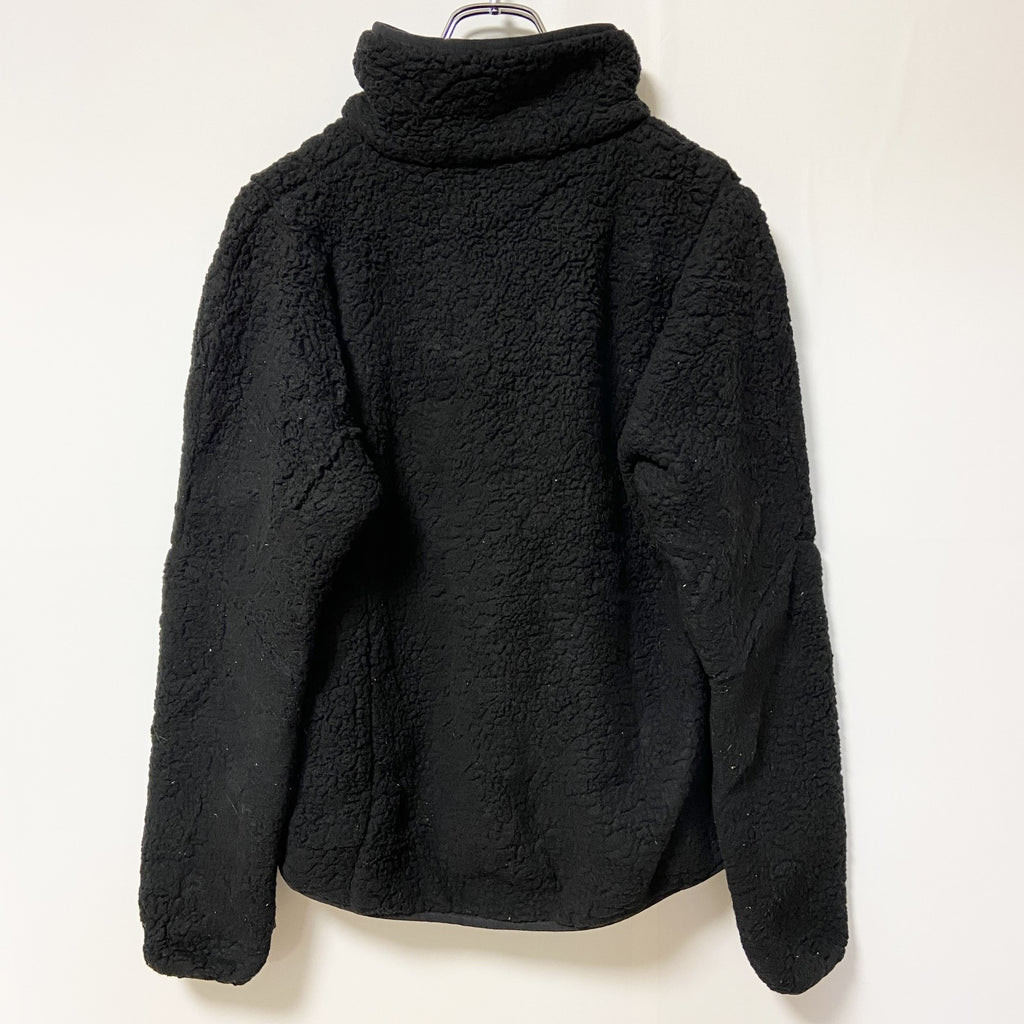 古着 used　champion　チャンピオン　長袖ボアフリースジャケット　フルジップ　レトロデザイン　黒　Mサイズ