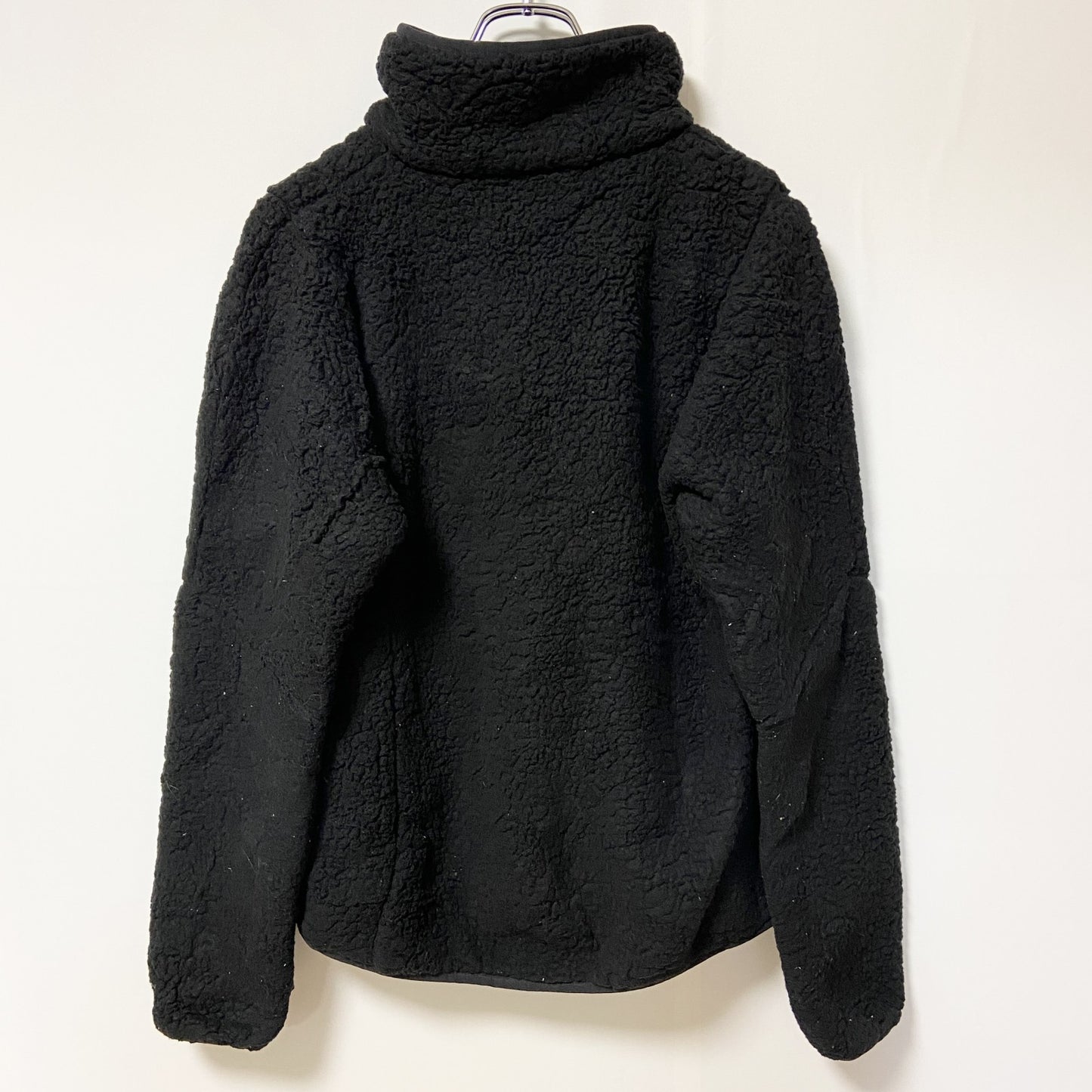 古着 used　champion　チャンピオン　長袖ボアフリースジャケット　フルジップ　レトロデザイン　黒　Mサイズ