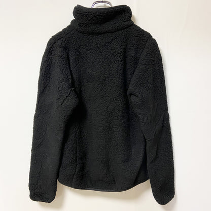 古着 used　champion　チャンピオン　長袖ボアフリースジャケット　フルジップ　レトロデザイン　黒　Mサイズ