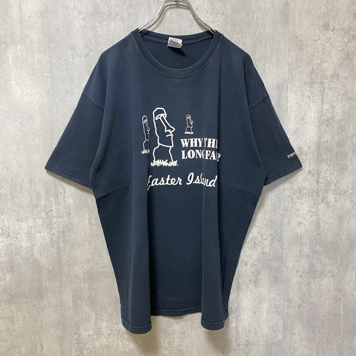 古着 used　GILDAN　ギルダン　モアイ像　半袖プリントTシャツ　黒　ブラック　クルーネック　ビッグシルエット　XLサイズ