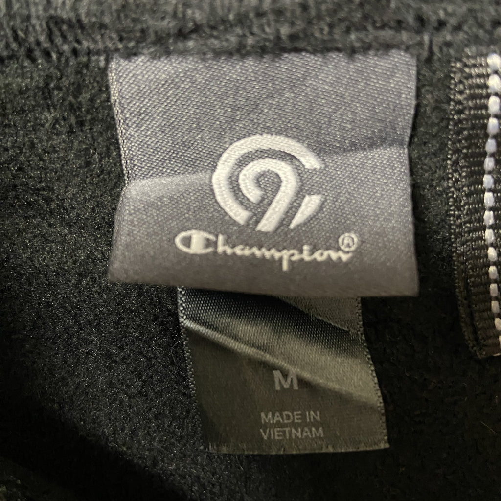 古着 used　champion　チャンピオン　長袖ボアフリースジャケット　フルジップ　レトロデザイン　黒　Mサイズ