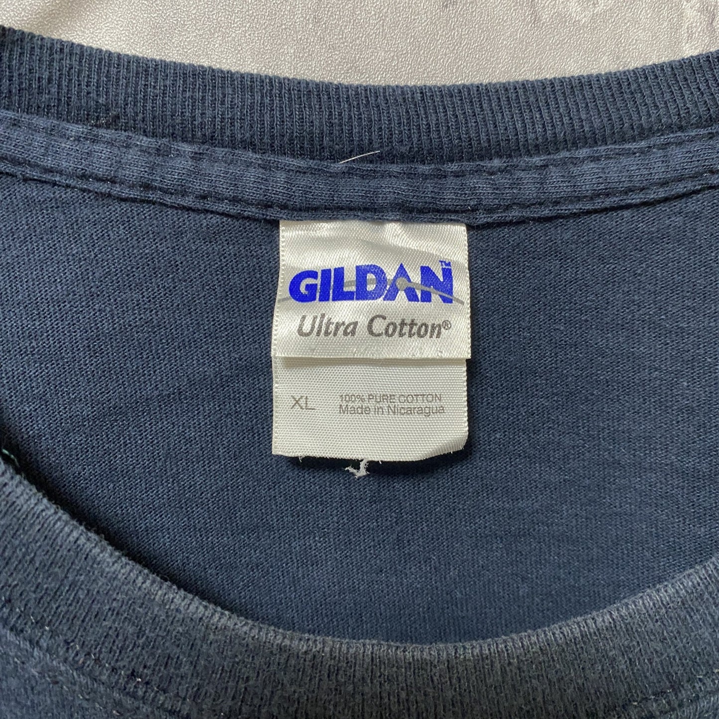 古着 used　GILDAN　ギルダン　モアイ像　半袖プリントTシャツ　黒　ブラック　クルーネック　ビッグシルエット　XLサイズ