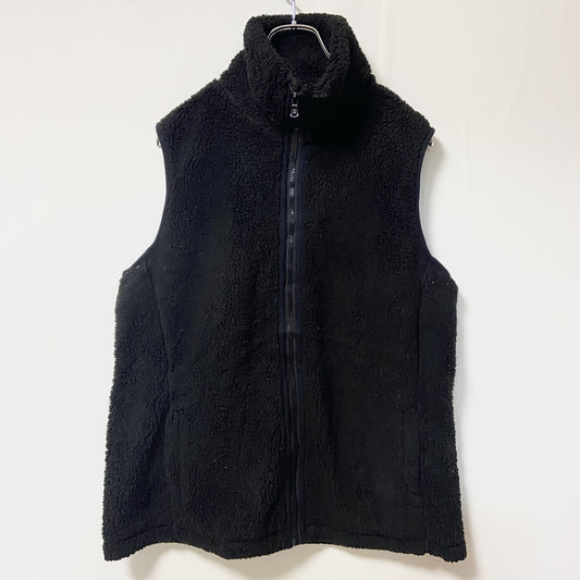 古着 used　CHAPS チャップス　ジップアップフリースベスト　ボア生地　ノームコア　黒　シンプル　レトロデザイン　XLサイズ