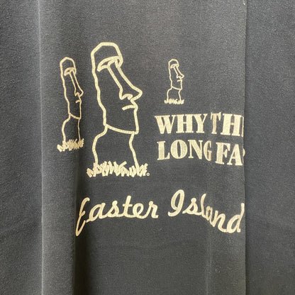 古着 used　GILDAN　ギルダン　モアイ像　半袖プリントTシャツ　黒　ブラック　クルーネック　ビッグシルエット　XLサイズ