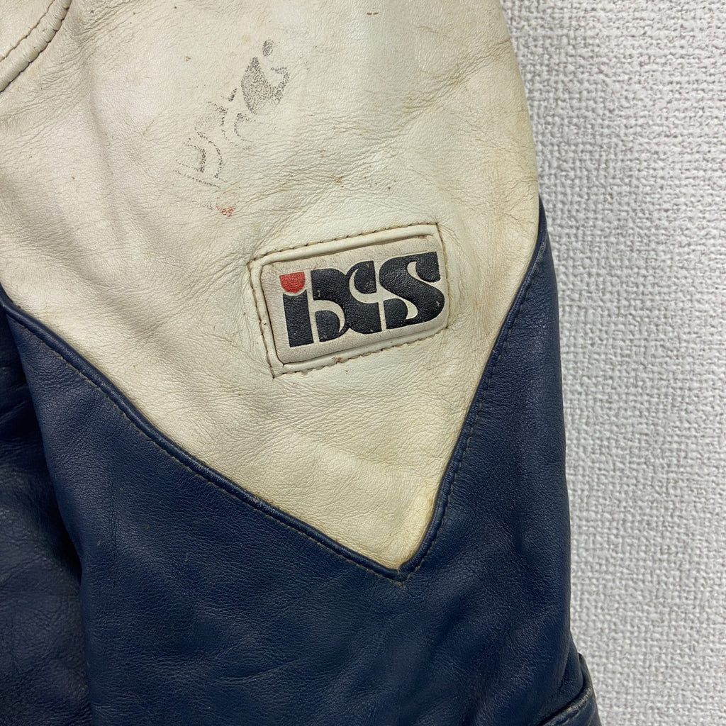 古着 used　ECHTES LEDER　レザージャケット/革ジャン　白　ホワイト　紺　ネイビー　50サイズ