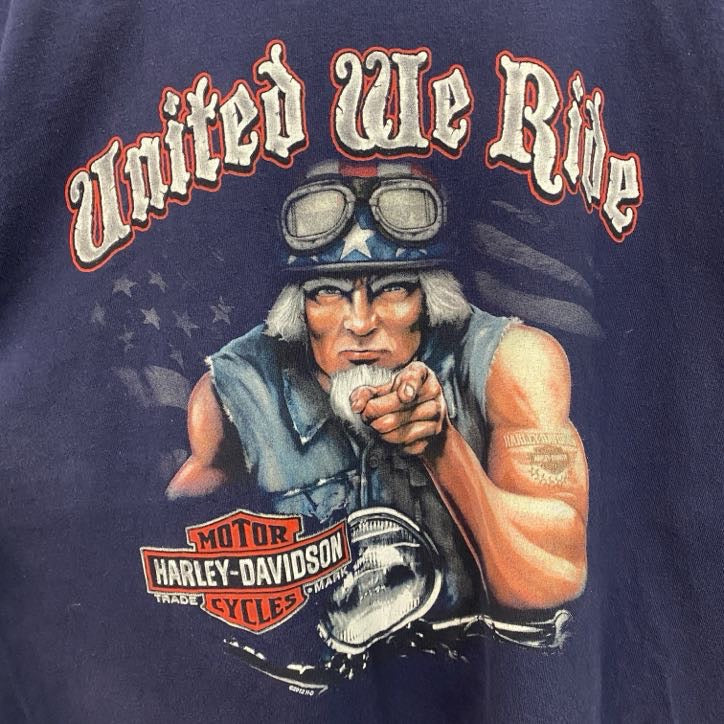 HARLEY DAVIDSON　ハーレーダビッドソン　半袖プリントTシャツ　紺　ネイビー　Lサイズ