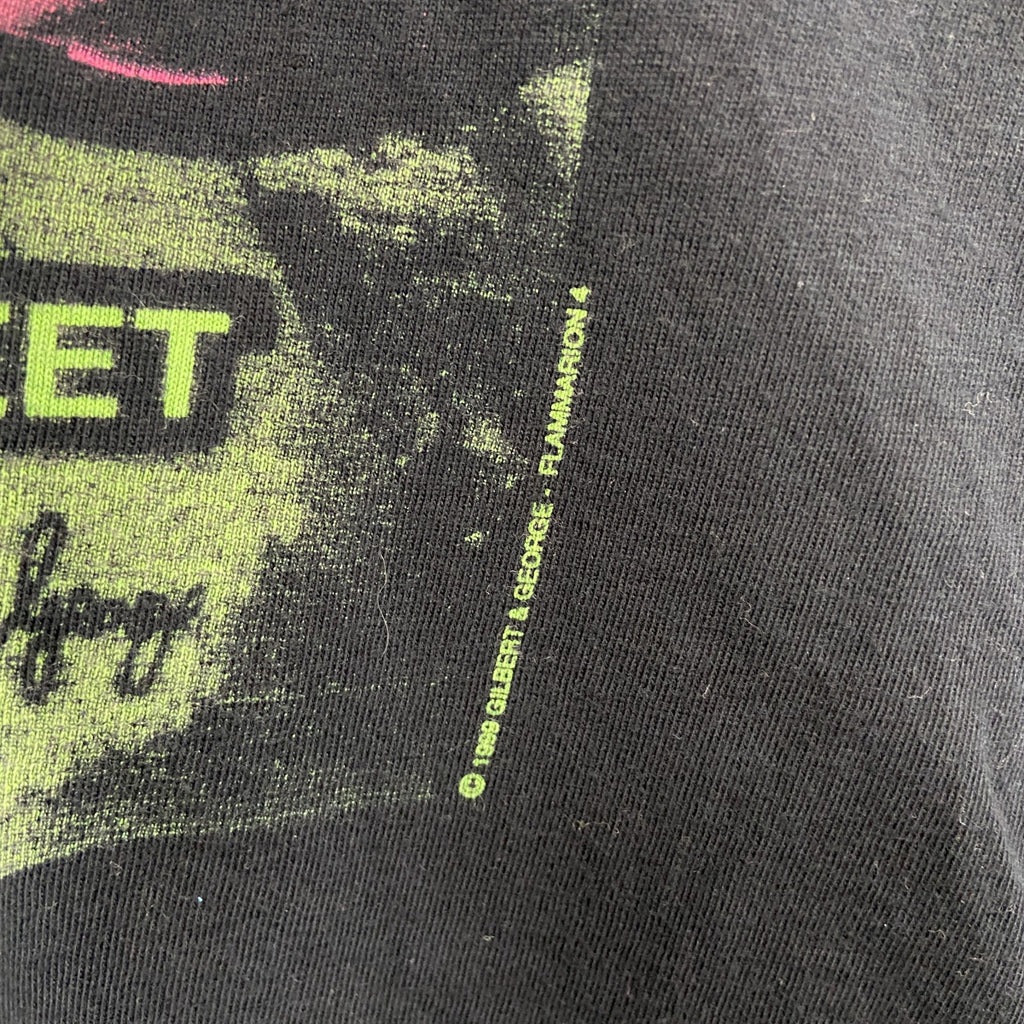 90s　Flammarion４　GILBERT&GEORGE　現代美術家ギルバート＆ジョージ　半袖Tシャツ　人物T　黒　ブラック　XLサイズ