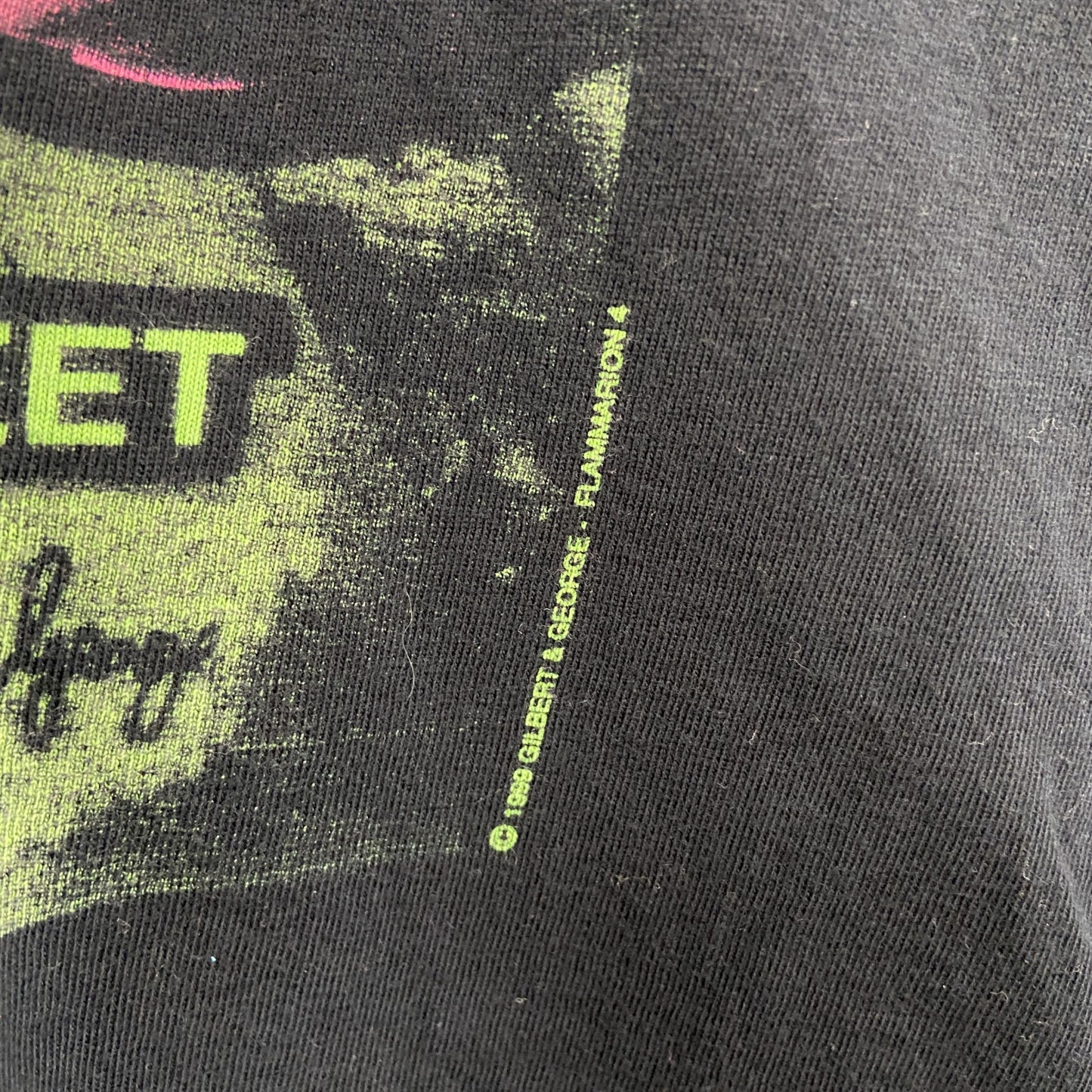 90s　Flammarion４　GILBERT&GEORGE　現代美術家ギルバート＆ジョージ　半袖Tシャツ　人物T　黒　ブラック　XLサイズ