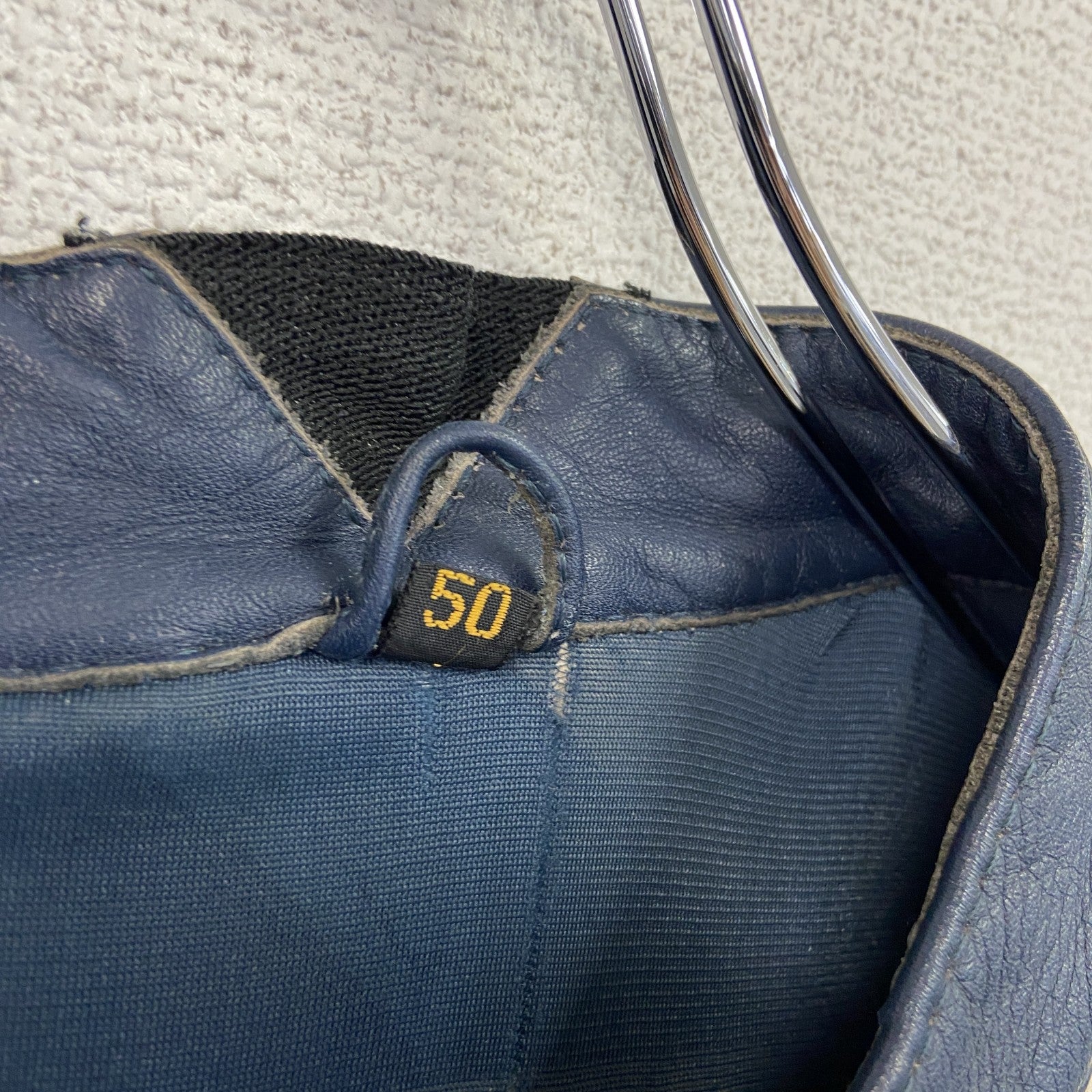 古着 used　ECHTES LEDER　レザージャケット/革ジャン　白　ホワイト　紺　ネイビー　50サイズ