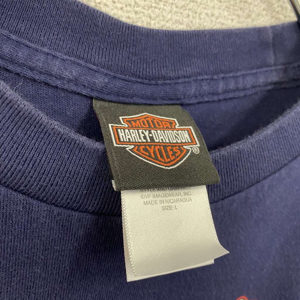 HARLEY DAVIDSON　ハーレーダビッドソン　半袖プリントTシャツ　紺　ネイビー　Lサイズ
